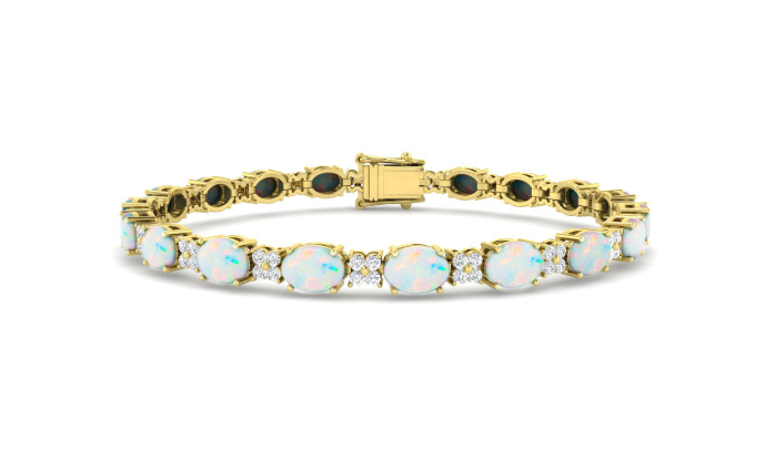 9ct Gold Opal & Diamond Set Bracelet