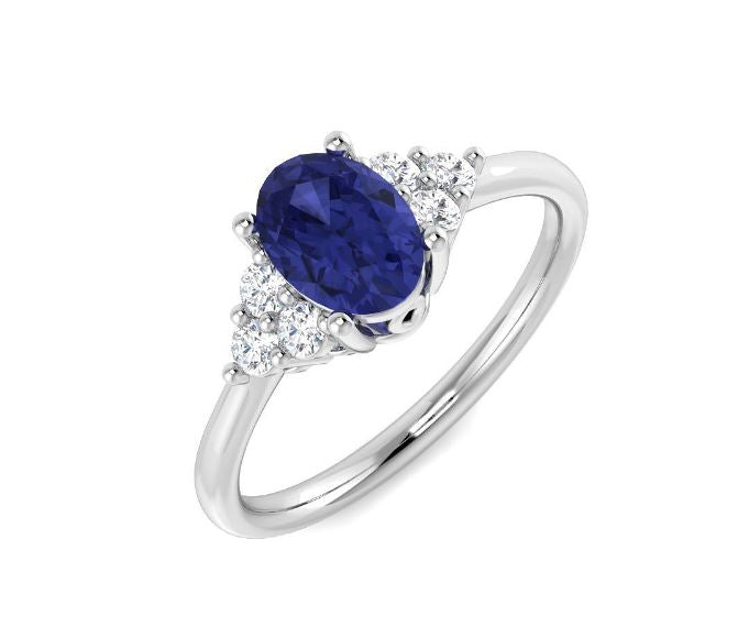 9ct White Gold Tanzanite & Diamond Set Dress Ring