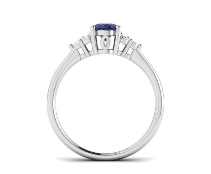 9ct White Gold Tanzanite & Diamond Set Dress Ring