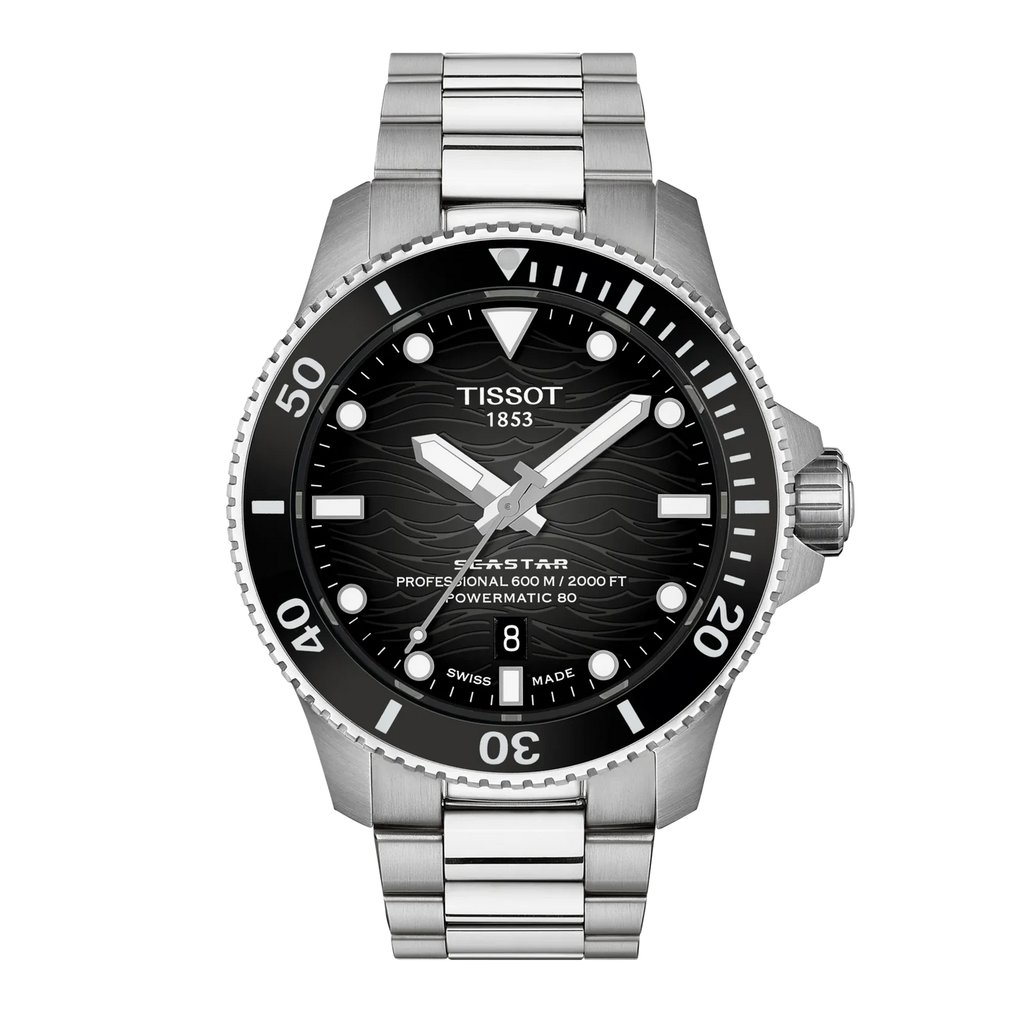 Tissot Seastar 2000 Grey Gradient Dial Stainless Steel Powermatic 80 Mens Watch T1209071105100