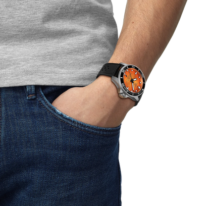 Tissot Seastar 2000 Orange Dial Stainless Steel Powermatic 80 Mens Watch T1209071728100