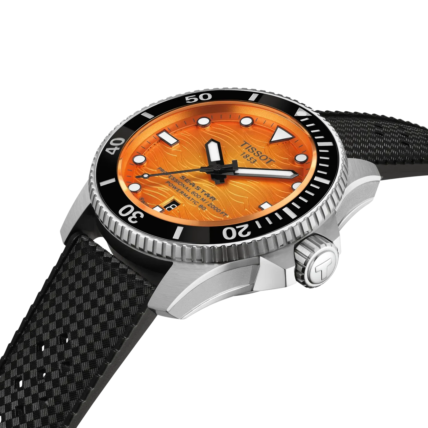 Tissot Seastar 2000 Orange Dial Stainless Steel Powermatic 80 Mens Watch T1209071728100