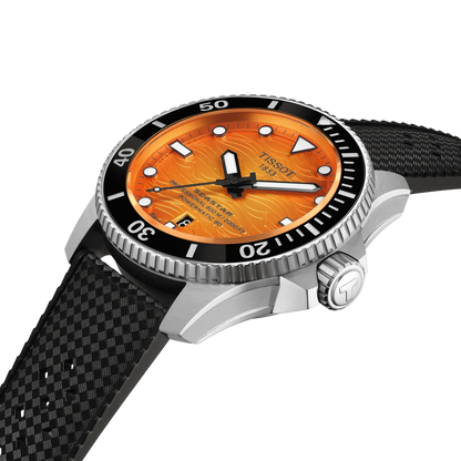 Tissot Seastar 2000 Orange Dial Stainless Steel Powermatic 80 Mens Watch T1209071728100