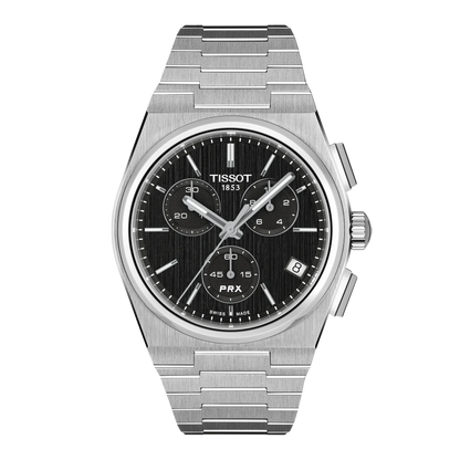 Tissot PRX Black Dial Stainless Steel Mens Quartz Chronograph Watch T1374171105100