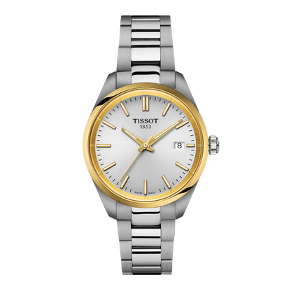 Tissot PR 100 Silver Dial Two Tone Womens Quartz Watch T1502102103100