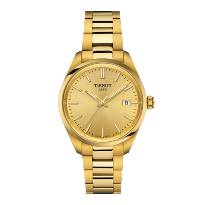 Tissot PR 100 Champagne Dial PVD Gold Plated Womens Quartz Watch T1502103302100