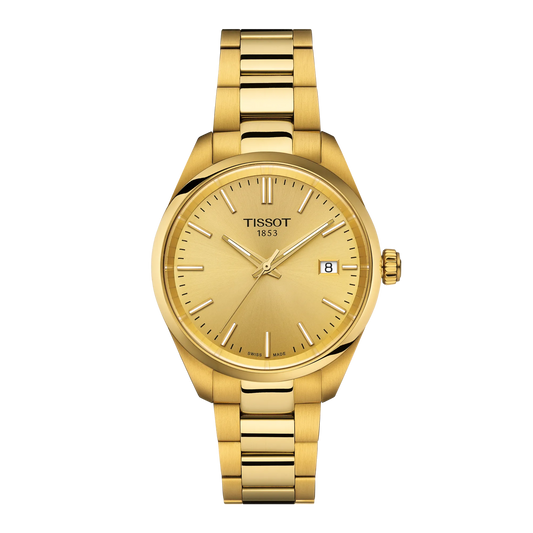 Tissot PR 100 Champagne Dial PVD Gold Plated Womens Quartz Watch T1502103302100