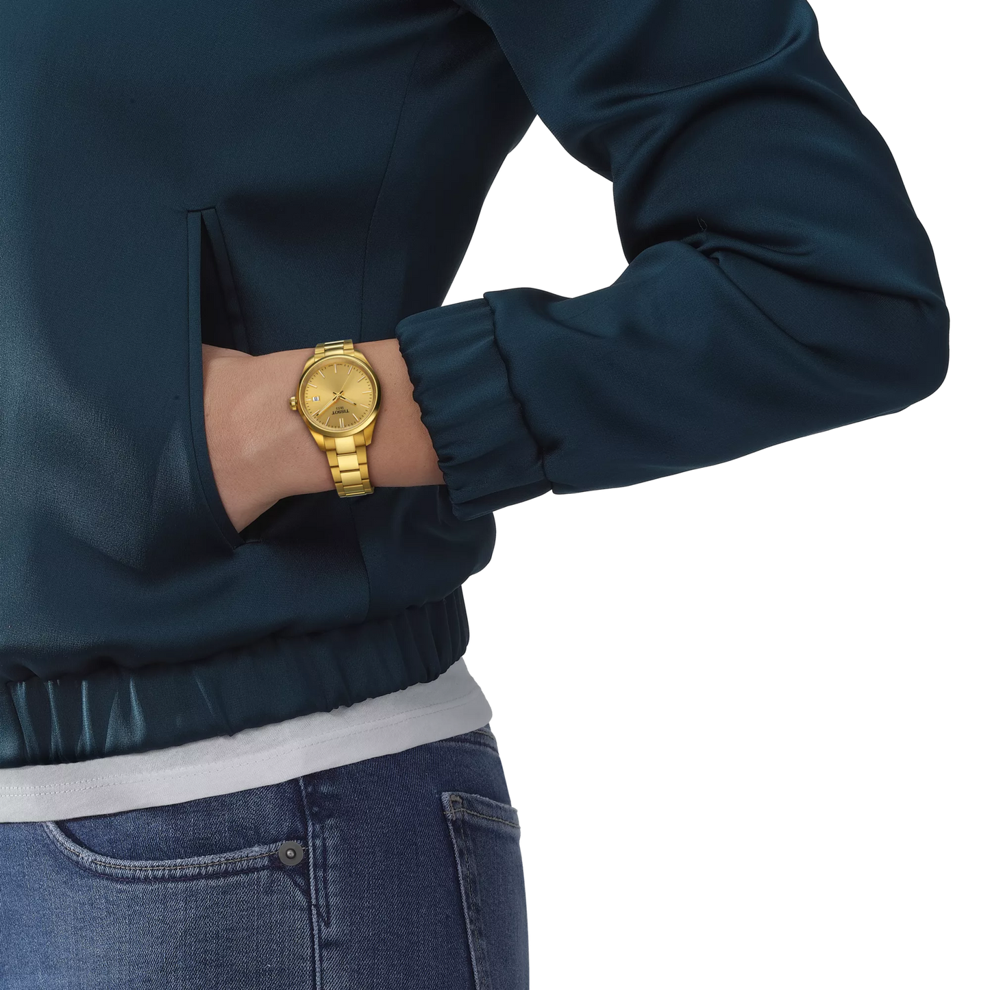Tissot PR 100 Champagne Dial PVD Gold Plated Womens Quartz Watch T1502103302100