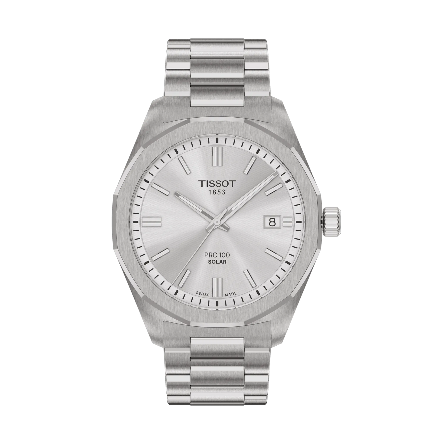 Tissot PRC 100  Solar Silver Dial Stainless Steel Mens Quartz Watch T1514221103100
