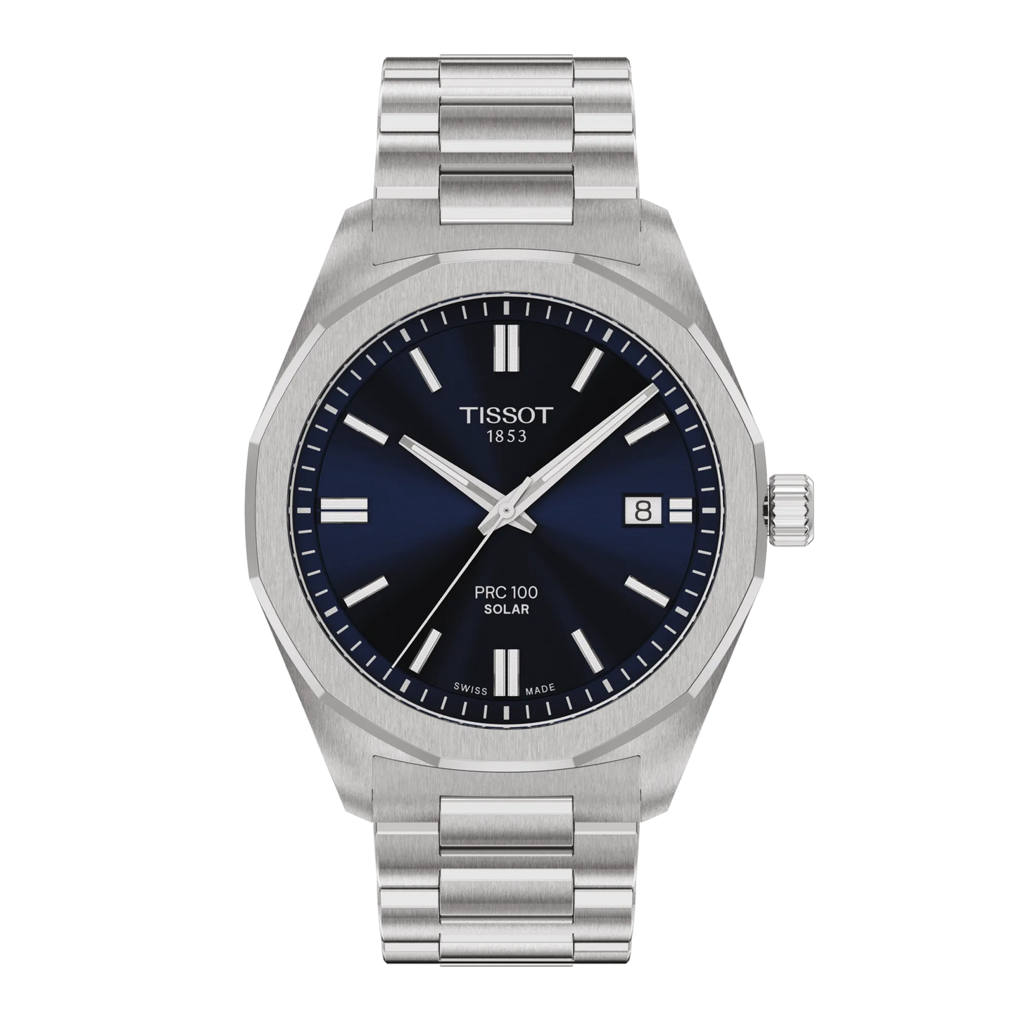 Tissot PRC 100  Solar Blue Dial Stainless Steel Mens Quartz Watch T1514221104100
