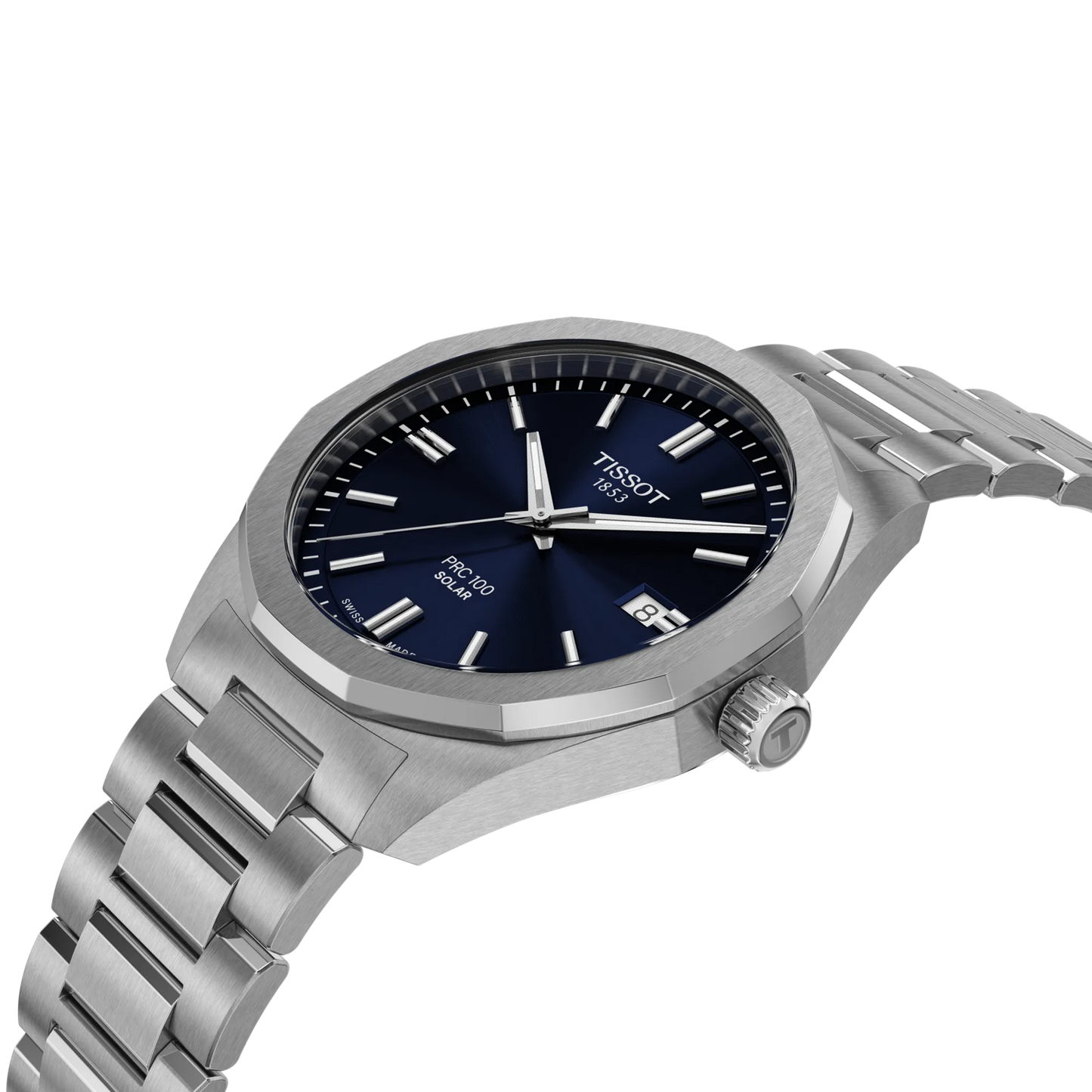 Tissot PRC 100  Solar Blue Dial Stainless Steel Mens Quartz Watch T1514221104100