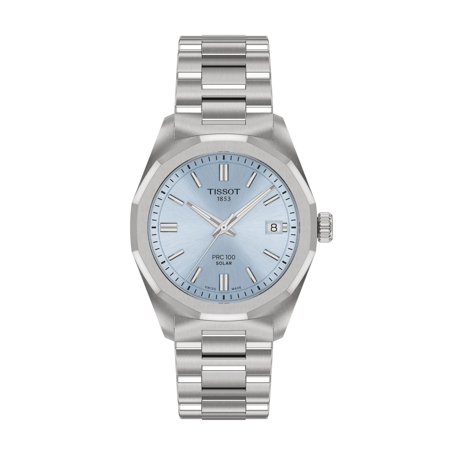 Tissot PRC 100  Solar Ice Blue Dial Stainless Steel Womens Quartz Watch T1518221135100