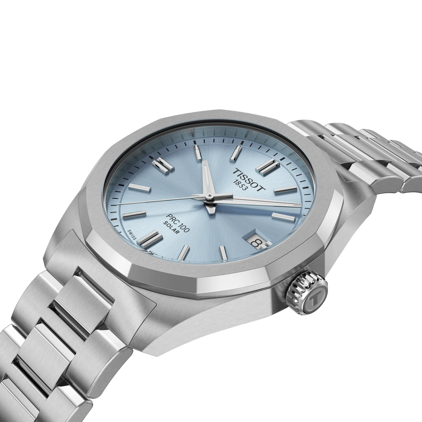 Tissot PRC 100  Solar Ice Blue Dial Stainless Steel Womens Quartz Watch T1518221135100
