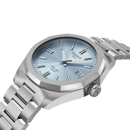 Tissot PRC 100  Solar Ice Blue Dial Stainless Steel Womens Quartz Watch T1518221135100