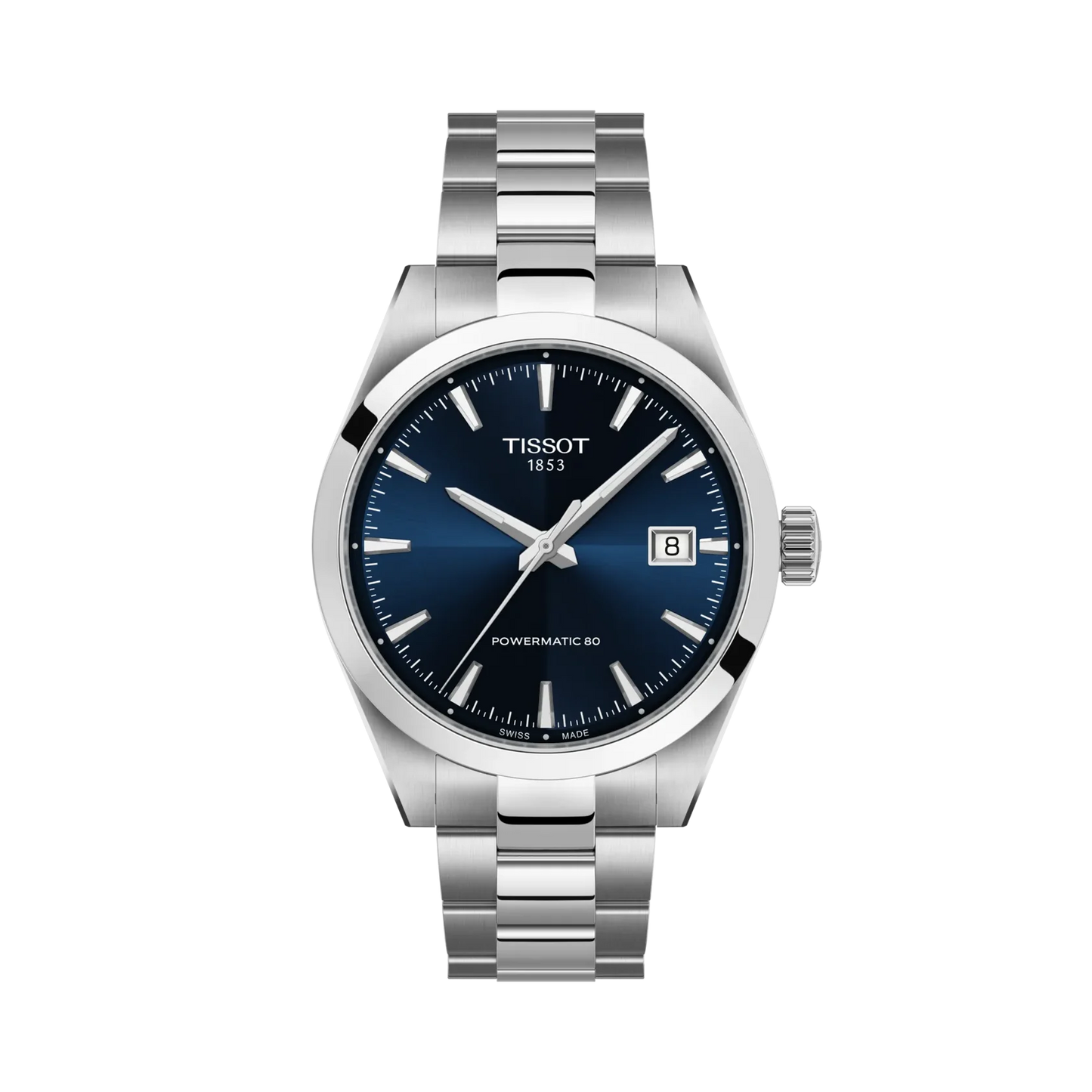 Tissot Gentleman 38mm Powermatic 80 Blue Dial Stainless Steel Mens Watch T1658071104100