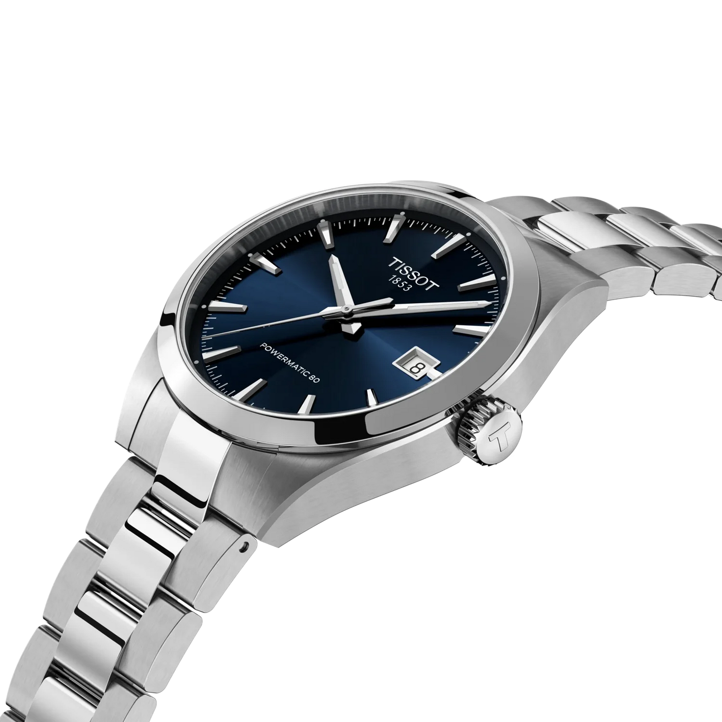 Tissot Gentleman 38mm Powermatic 80 Blue Dial Stainless Steel Mens Watch T1658071104100