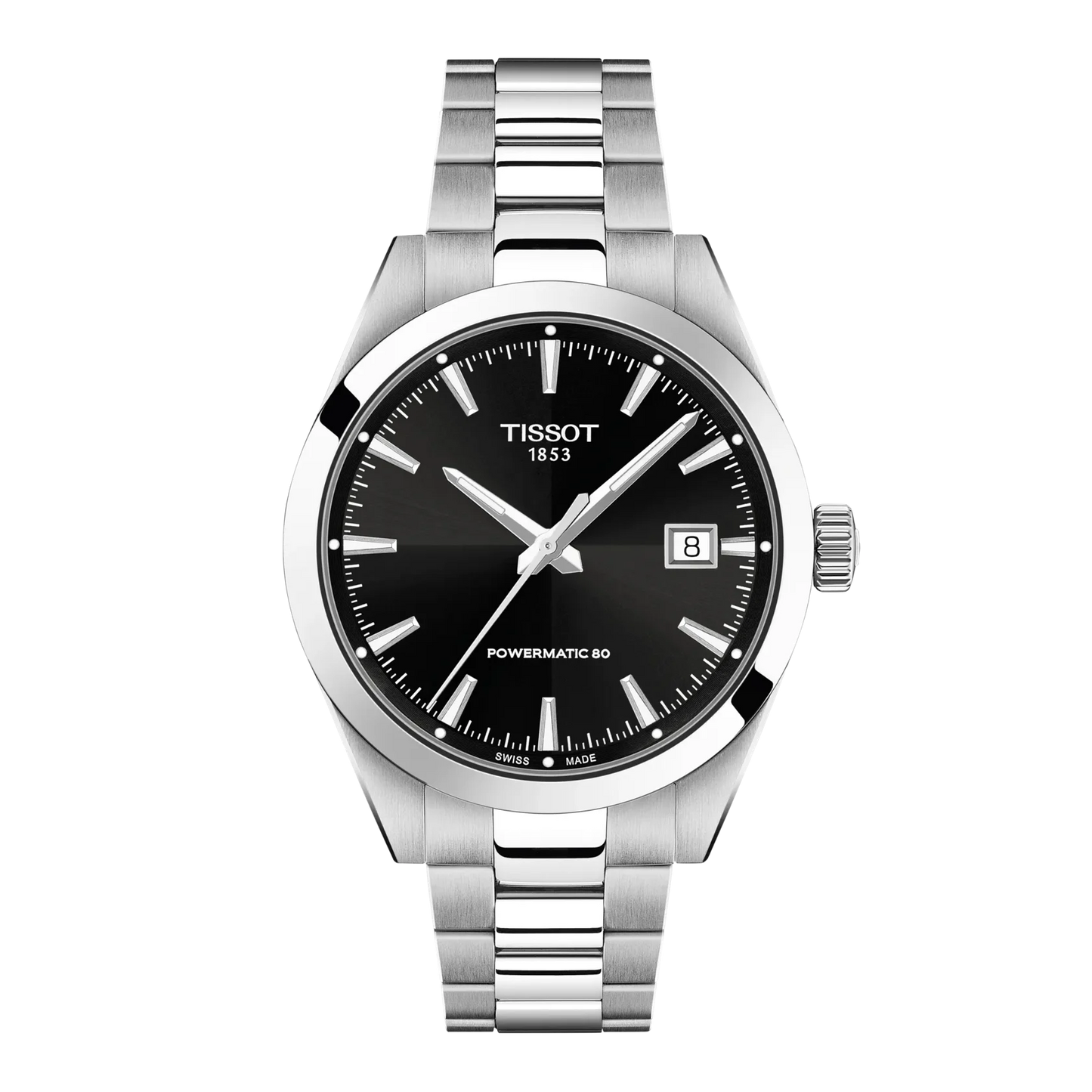 Tissot Gentleman 38mm Powermatic 80 Black Dial Stainless Steel Mens Watch T1658071105100