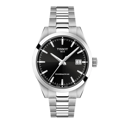 Tissot Gentleman 38mm Powermatic 80 Black Dial Stainless Steel Mens Watch T1658071105100
