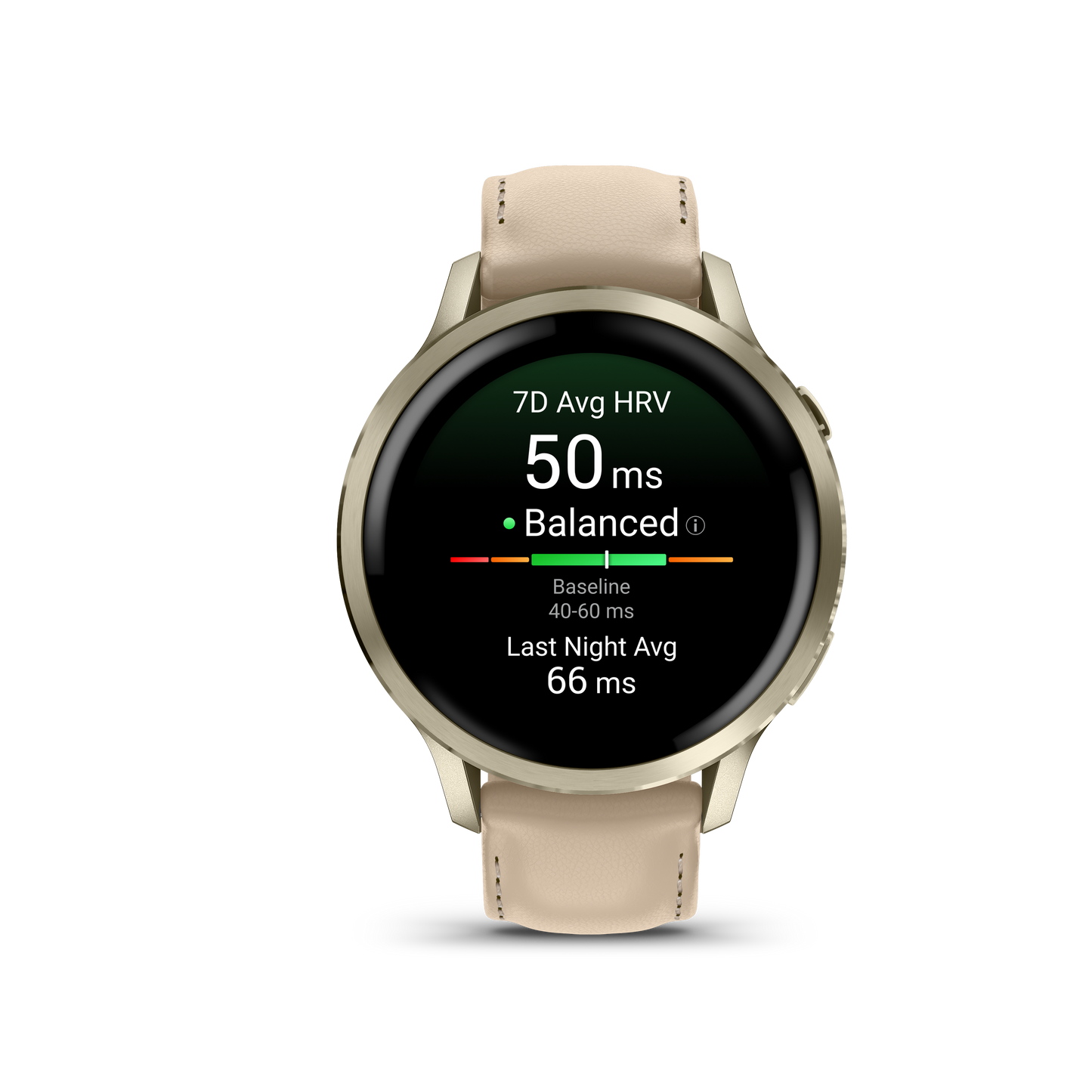 GARMIN Venu 4 41mm AMOLED Polymer & Lunar Gold Tone Smartwatch with Silicone & Leather Straps 010-03013-03
