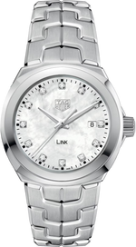 TAG Heuer Link Lady Mother of Pearl Diamond Set Dial Stainless Steel Womens Quartz Watch WBC1312.BA0600