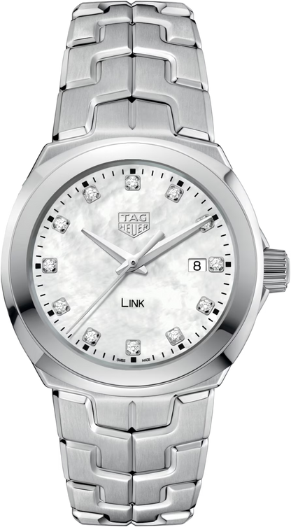 TAG Heuer Link Lady Mother of Pearl Diamond Set Dial Stainless Steel Womens Quartz Watch WBC1312.BA0600