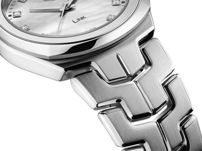 TAG Heuer Link Lady Mother of Pearl Diamond Set Dial Stainless Steel Womens Quartz Watch WBC1312.BA0600