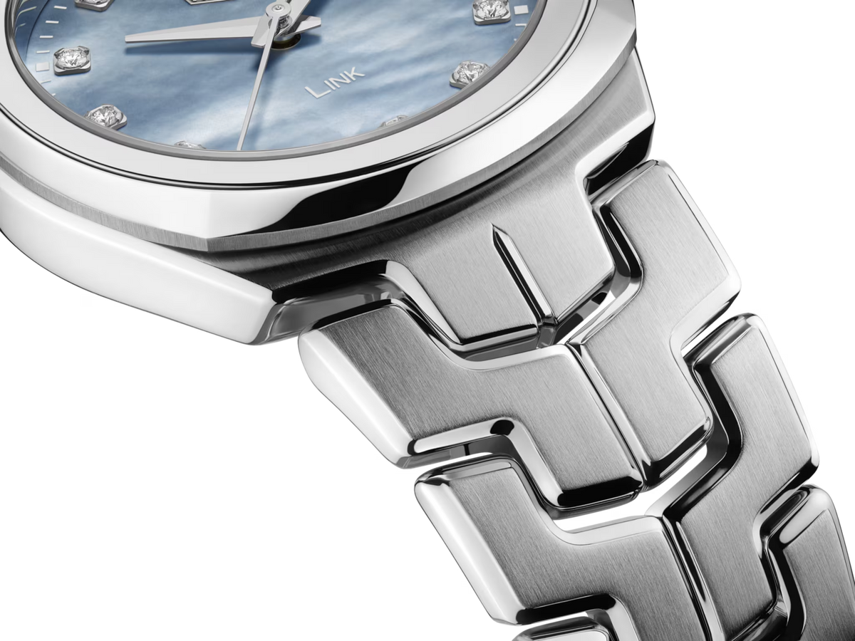TAG Heuer Link Lady Blue Mother of Pearl Diamond Set Dial Stainless Steel Womens Quartz Watch WBC1313.BA0600