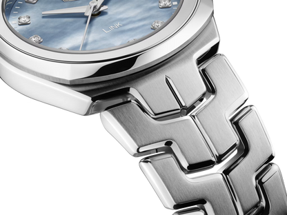 TAG Heuer Link Lady Blue Mother of Pearl Diamond Set Dial Stainless Steel Womens Quartz Watch WBC1313.BA0600