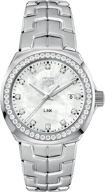 TAG Heuer Link Lady Mother of Pearl Dial Diamond Set Stainless Steel Womens Quartz Watch WBC1316.BA0600