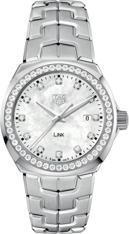 TAG Heuer Link Lady Mother of Pearl Dial Diamond Set Stainless Steel Womens Quartz Watch WBC1316.BA0600