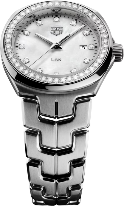 TAG Heuer Link Lady Mother of Pearl Dial Diamond Set Stainless Steel Womens Quartz Watch WBC1316.BA0600
