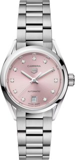 TAG Heuer Carrera Pink Diamond Set Dial Stainless Steel Womens Watch WBN2416.BA0621