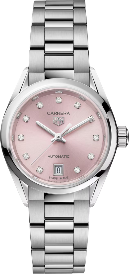 TAG Heuer Carrera Pink Diamond Set Dial Stainless Steel Womens Watch WBN2416.BA0621
