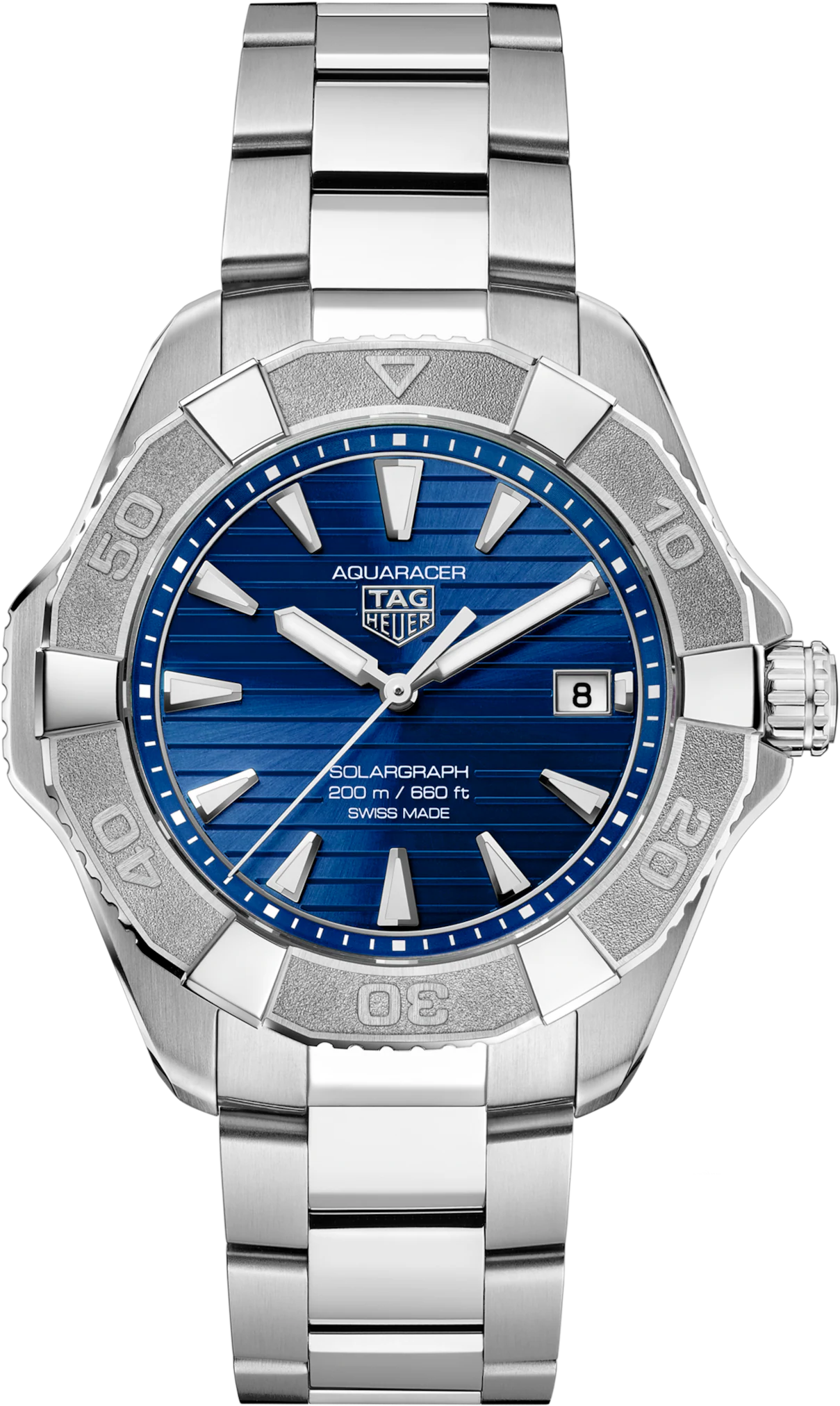 TAG Heuer Aquaracer Professional 200 Solargraph Blue Dial Stainless Steel Mens Quartz Watch WBP1117.BA0047