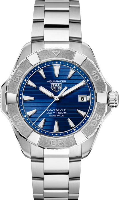 TAG Heuer Aquaracer Professional 200 Solargraph Blue Dial Stainless Steel Mens Quartz Watch WBP1117.BA0047