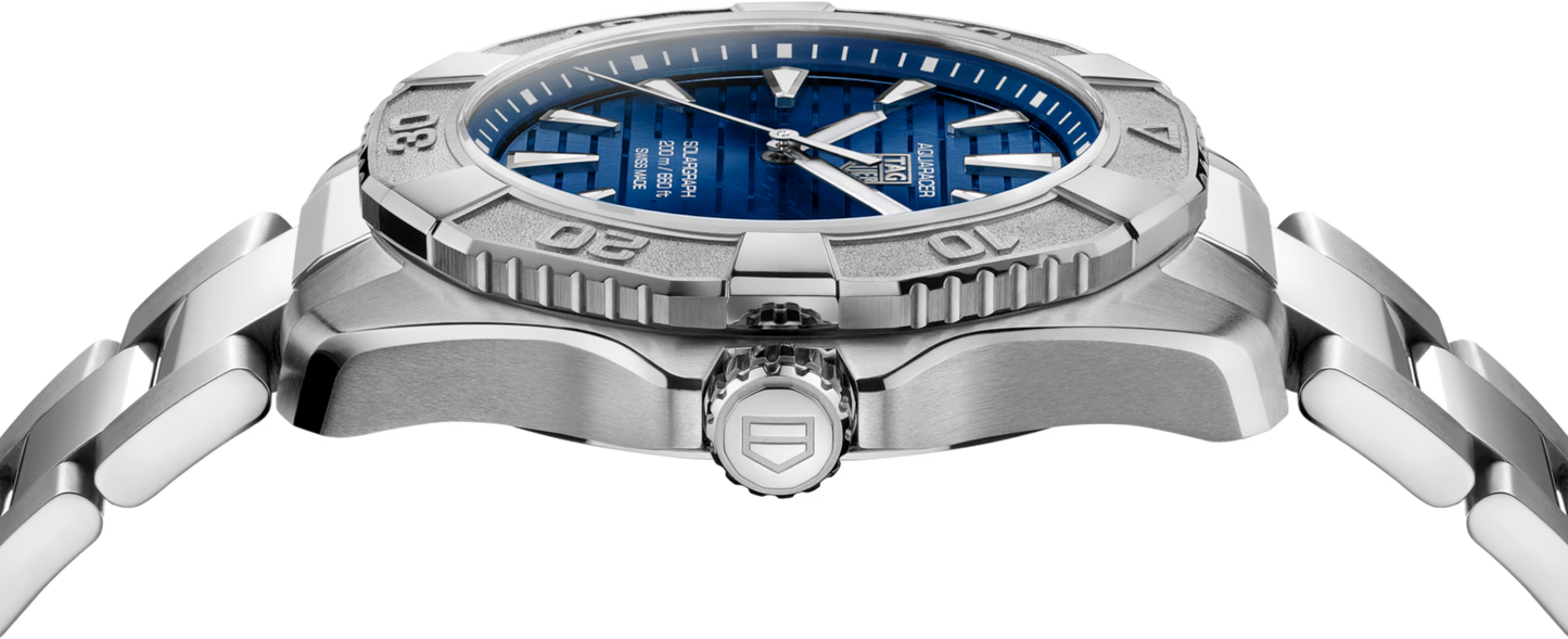 TAG Heuer Aquaracer Professional 200 Solargraph Blue Dial Stainless Steel Mens Quartz Watch WBP1117.BA0047