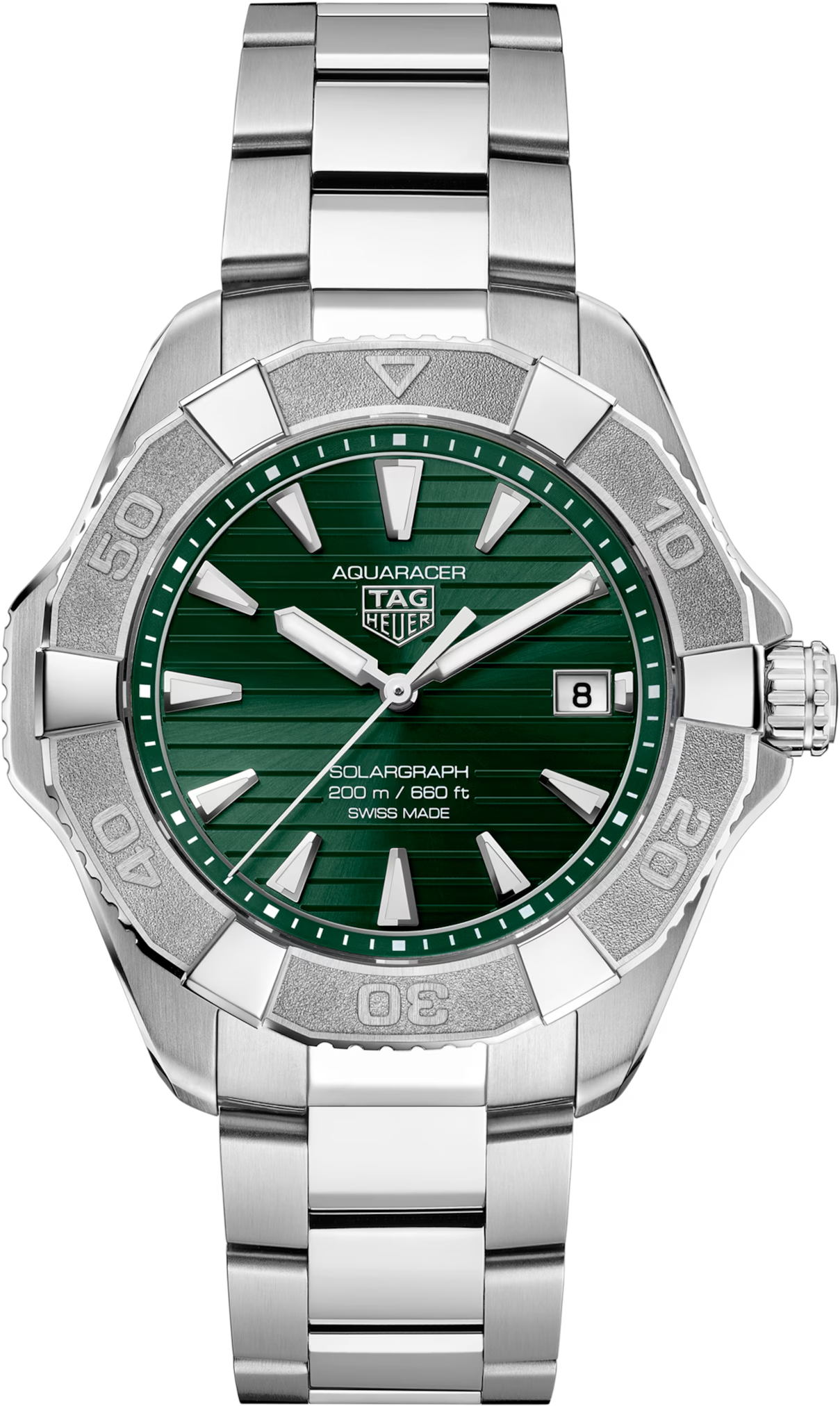 TAG Heuer Aquaracer Professional 200 Solargraph Green Dial Stainless Steel Mens Quartz Watch WBP1118.BA0047