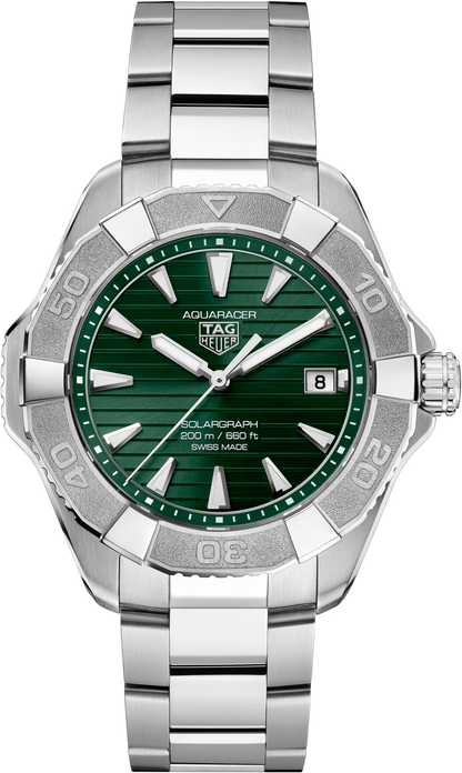 TAG Heuer Aquaracer Professional 200 Solargraph Green Dial Stainless Steel Mens Quartz Watch WBP1118.BA0047