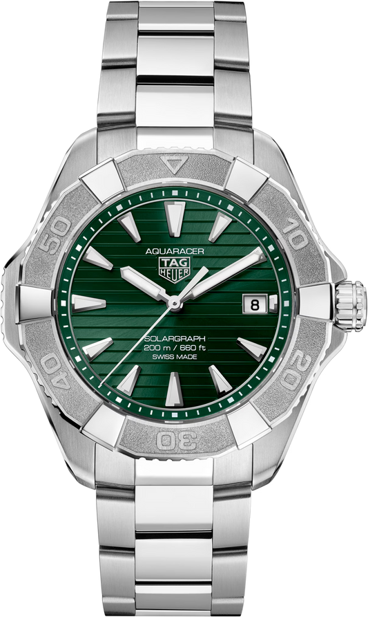 TAG Heuer Aquaracer Professional 200 Solargraph Green Dial Stainless Steel Mens Quartz Watch WBP1118.BA0047