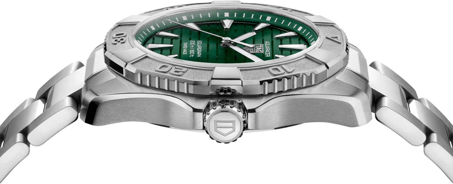 TAG Heuer Aquaracer Professional 200 Solargraph Green Dial Stainless Steel Mens Quartz Watch WBP1118.BA0047