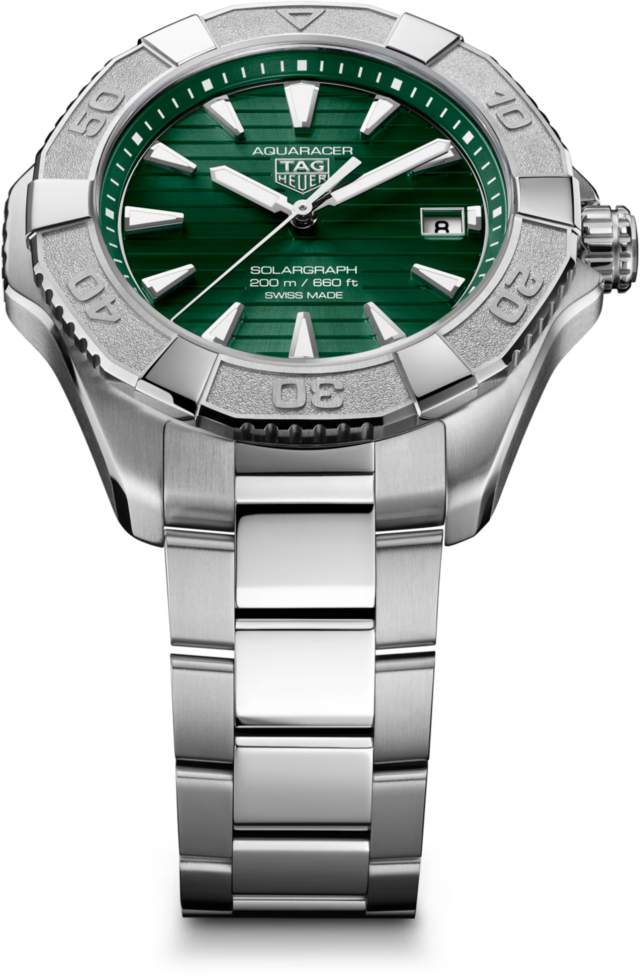 TAG Heuer Aquaracer Professional 200 Solargraph Green Dial Stainless Steel Mens Quartz Watch WBP1118.BA0047