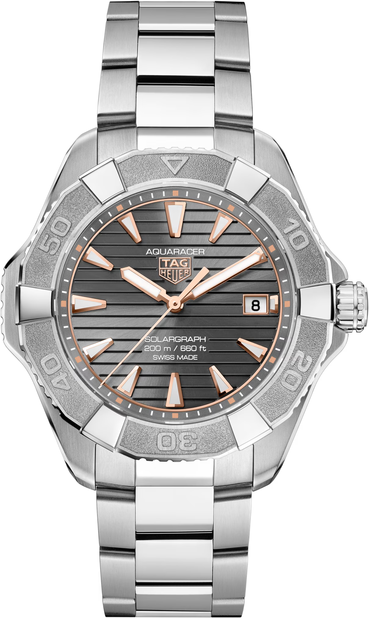 TAG Heuer Aquaracer Professional 200 Solargraph Grey Dial Titanium Mens Quartz Watch WBP1190.BZ0003