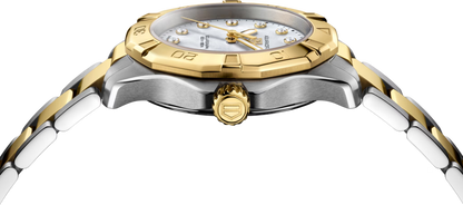 TAG Heuer Aquaracer Professional 200 Solargraph Two Tone Mother of Pearl Diamond Set Dial Womens Quartz 34mm Watch WBP1326.BB0004