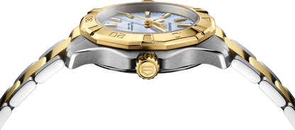 TAG Heuer Aquaracer Professional 200 Solargraph Two Tone Mother of Pearl Dial Womens Quartz 34mm Watch WBP1327.BB0004