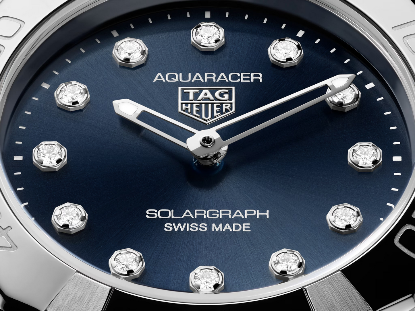 TAG Heuer Aquaracer Professional 100 Solargraph Stainless Steel Blue Diamond Set Dial Womens Quartz 28mm Watch WBP141E.BA0049