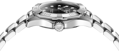 TAG Heuer Aquaracer Professional 100 Solargraph Stainless Steel Black Diamond Set Dial Womens Quartz 28mm Watch WBP141G.BA0049