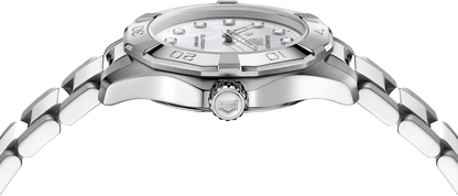 TAG Heuer Aquaracer Professional 100 Solargraph Stainless Steel Mother of Pearl Diamond Set Dial Womens Quartz 28mm Watch WBP141H.BA0049