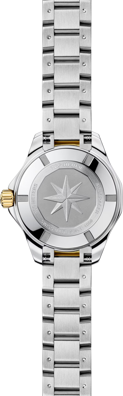 TAG Heuer Aquaracer Professional 100 Solargraph Two Tone Mother of Pearl Diamond Set Dial Womens Quartz 28mm Watch WBP1422.BB0006