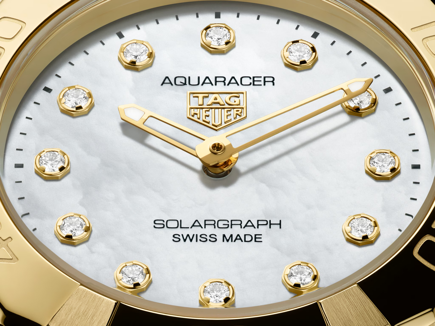 TAG Heuer Aquaracer Professional 100 Solargraph Two Tone Mother of Pearl Diamond Set Dial Womens Quartz 28mm Watch WBP1422.BB0006