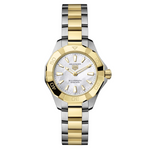 TAG Heuer Aquaracer Professional 100 Solargraph Two Tone Mother of Pearl Dial Womens Quartz 28mm Watch WBP1423.BB0006